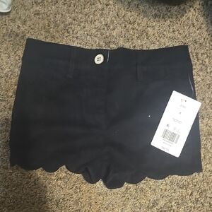 Black Scallop Hem Girls Shorts - Brand Crown And Ivy